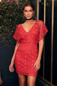 First Kiss Red Lace Dress at Lulus.com!