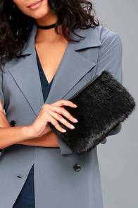 Fur is the Word Black Faux Fur Clutch at Lulus.com!