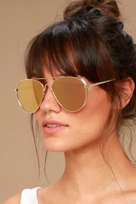 TOP SUN GOLD AND PINK MIRRORED AVIATOR SUNGLASSES at Lulus.com!