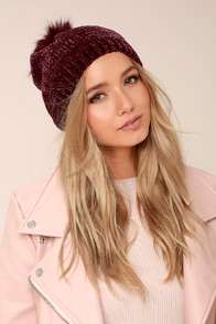 Colorado Peak Burgundy Pom Pom Beanie at Lulus.com!