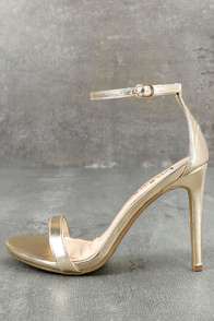 LOVELINESS GOLD ANKLE STRAP HEELS at Lulus.com!