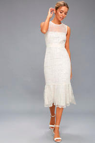 Jeanette White Sequin Midi Dress at Lulus.com!