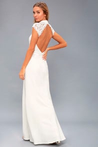 CRAZY ABOUT YOU WHITE BACKLESS LACE MAXI DRESS at Lulus.com!