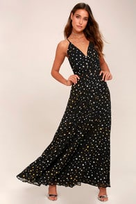 Galactic Goddess Black Star Print Sleeveless Maxi Dress at Lulus.com!