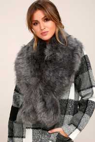 Faux-Ever Dark Grey Faux Fur Stole at Lulus.com!