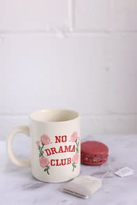 Hot Stuff No Drama Club Ivory Rose Print Ceramic Mug at Lulus.com!