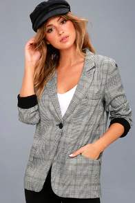 Day by Day Black and White Plaid Blazer at Lulus.com!