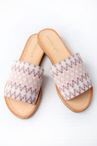 LULUU NUDE MULTI BEADED SLIDE SANDALS at Lulus.com!