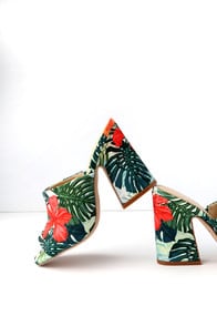 HECTOR GREEN MULTI PEEP-TOE MULES at Lulus.com!