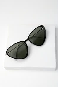 TWICE SHY BLACK CAT-EYE SUNGLASSES at Lulus.com!