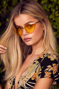Sagittarius Yellow and Gold Cat-Eye Sunglasses at Lulus.com!