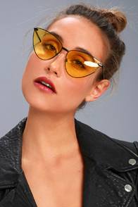 SAGITTARIUS YELLOW AND BLACK CAT-EYE SUNGLASSES at Lulus.com!