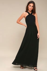 Air of Romance Black Maxi Dress at Lulus.com!