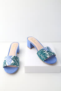 JAX BLUE MULTI PRINT MULES at Lulus.com!