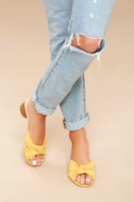 Luca Mustard Yellow Suede Mules at Lulus.com!