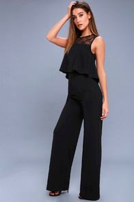 Hollywood Heights Black Lace Jumpsuit at Lulus.com!