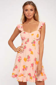 BRIANNE PINK FLORAL PRINT BUSTIER MINI DRESS at Lulus.com!
