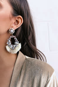 Jana Gold and Iridescent Rhinestone Tassel Earrings at Lulus.com!