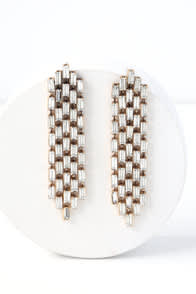 Sweet and Shimmer Gold Rhinestone Earrings at Lulus.com!