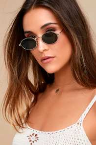 PROSPECTOR GOLD AND GREEN SMALL SUNGLASSES at Lulus.com!