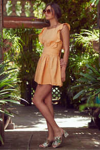 NEW ERIN GOLDEN YELLOW TIE-BACK SKATER DRESS at Lulus.com!