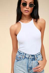 The Micro White Ribbed Tank Top at Lulus.com!