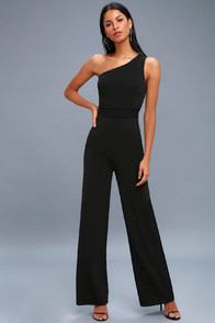 Dance 'til Daylight Black One-Shoulder Jumpsuit at Lulus.com!