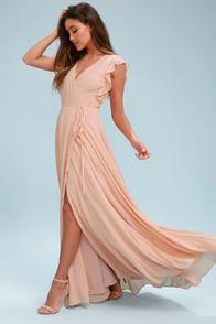 Crescendo Blush Wrap Maxi Dress at Lulus.com!