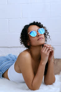 Mariette Gold and Blue Mirrored Sunglasses at Lulus.com!