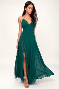 LOVELY STILL FOREST GREEN SLEEVELESS MAXI DRESS at Lulus.com!