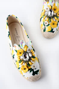 HAYDEN YELLOW LEMON PRINT SLIP-ON ESPADRILLE SNEAKERS at Lulus.com!