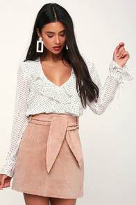 Candy Crush Blush Pink Suede Leather Mini Skirt at Lulus.com!