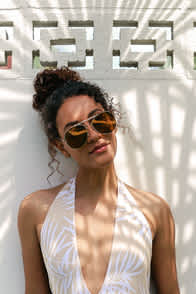 Mariana Gold Mirrored Aviator Sunglasses at Lulus.com!