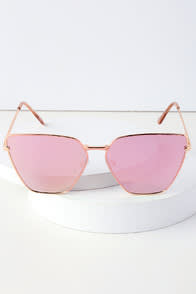 HAMILTON ROSE GOLD AND PINK MIRRORED SUNGLASSES at Lulus.com!