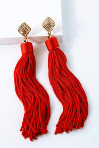 Royal Ways Red Tassel Earrings