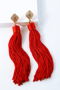 Royal Ways Red Tassel Earrings at Lulus.com!