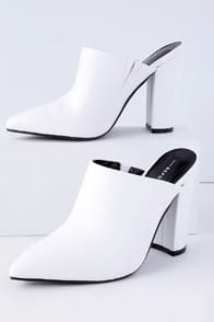 FINCH WHITE POINTED TOE MULES at Lulus.com!