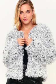 GRANT GREY FAUX FUR JACKET at Lulus.com!