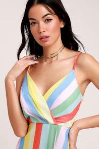 Winning Smile Rainbow Striped Sleeveless Midi Dress at Lulus.com!