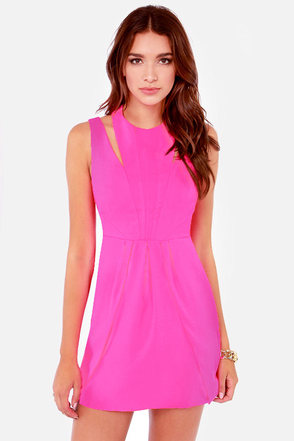 Sexy Fuchsia Dress - Cutout Dress - Sheath Dress - $48.00