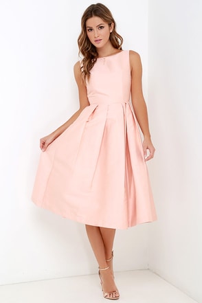 Blush Dress - Midi Dress - Fit-and-Flare Dress - $195.00