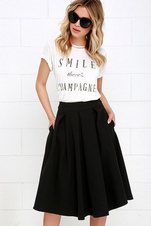 Lovely Black Skirt - Black Midi Skirt - Pleated Midi Skirt - $62.00