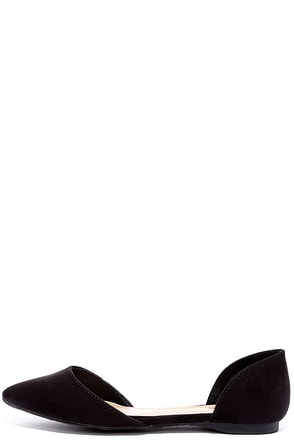 black suede pointed flats