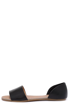 peep toe black flats