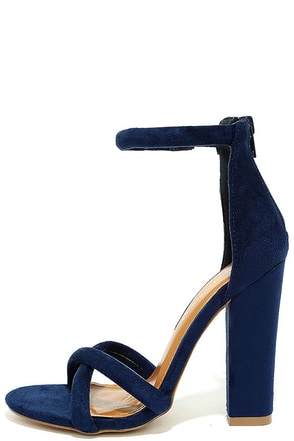Sexy Blue Heels - Vegan Suede Heels - Ankle Strap Heels - $32.00