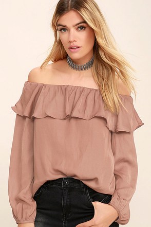 Lovely Rusty Rose Top - Off-the-Shoulder Top - Blouse - $46.00