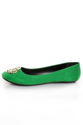 kelly green ballet flats