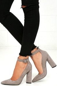 grey suede lace up heels
