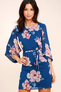 Lovely Royal Blue Dress - Maxi Dress - Long Sleeve Dress - $78.00