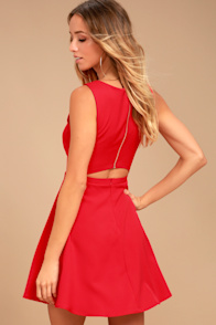 Just Us Red Skater Dress